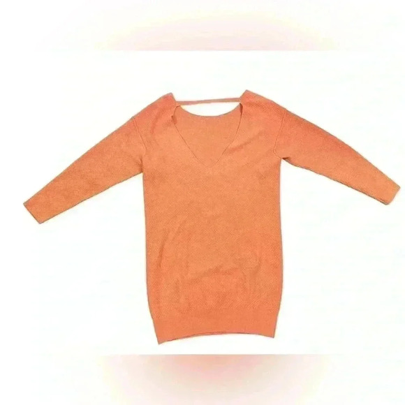 Free People Hourglass Cashmere Sweater Dress Tunic  Open Back Salmon Size Small - Picture 12 of 16